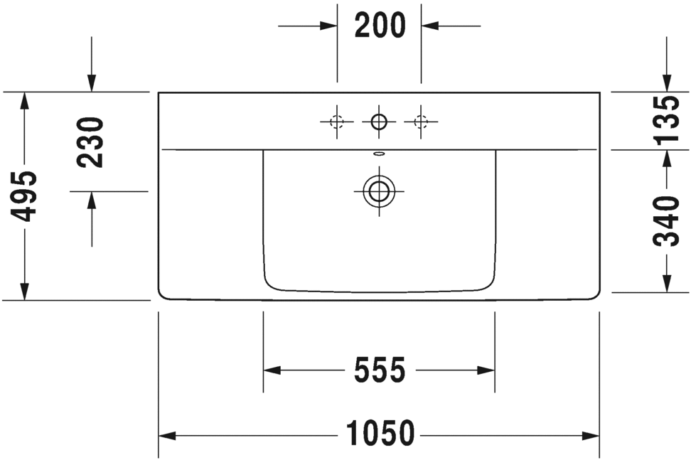 Раковина подвесная Duravit P3 comforts 2332100000 105х50см (изделие снято с производства)