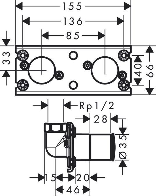 Скрытая часть Showerpipe 360 Hansgrohe Rainfinity 26840180