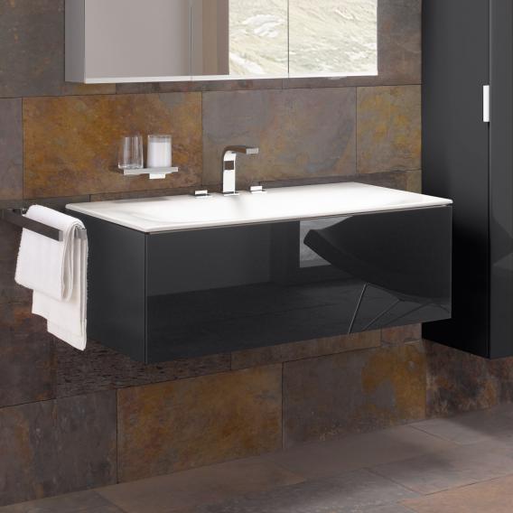 Тумба подвесная под раковину KEUCO EDITION 11 31361 110000 с одним выдвижным фронтом, корпус лак матовый/фасад глянцевое стекло, антрацит