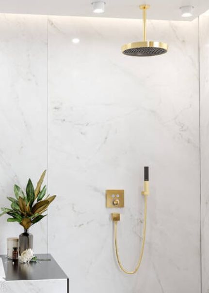 Верхний душ круглый настенный HANSGROHE Rainfinity 26231990 360, 1jet, цвет Полированное золото
