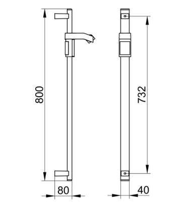 Душевая штанга KEUCO AXESS 35012 010800 800 мм, с держателем лейки, цвет Хром