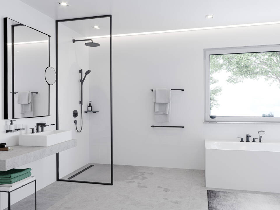 Круглая наружная часть термостата Hansgrohe Shower Select 15743670 2 потребителя, Цвет чёрный матовый