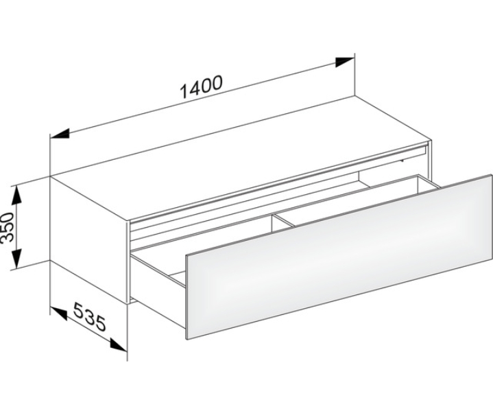 Тумба боковая подвесная KEUCO EDITION 11 31326 380100 с одним выдвижным фронтом, с внутренней светодиодной подсветкой, корпус/фасад структурный лак, белая