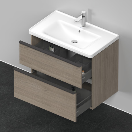 Тумба подвесная под раковину DURAVIT D-Neo DE435503535 784 мм х 452 мм, с выдвижным ящиком и выдвижным отделением, дуб терра