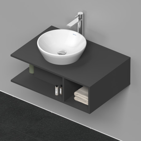 Тумба подвесная под раковину DURAVIT D-Neo DE492804949 800 мм х 550 мм, с консолью, с открытой полкой справа, графит матовый