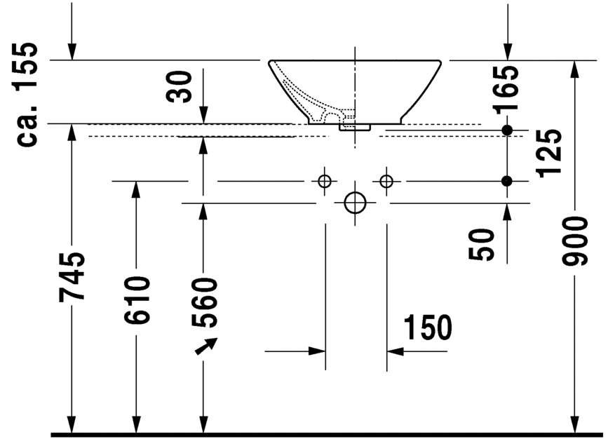 Раковина встраиваемая сверху  Duravit Bacino 0333420000  42х42 см