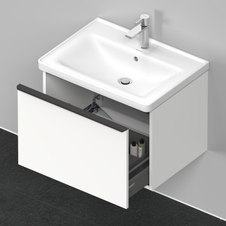Тумба подвесная под раковину DURAVIT D-Neo DE425401818 634 мм х 452 мм, с одним выдвижным ящиком, белый матовый