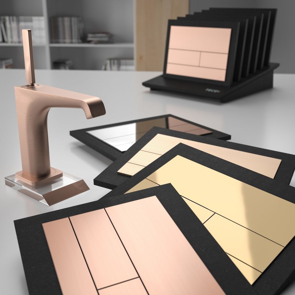 Панель смыва с двумя клавишами TECE TECEsquare II 9240838 Позолоченный сатин