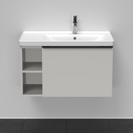 Тумба подвесная под раковину DURAVIT D-Neo DE425700707 784 мм х 452 мм, с выдвижным ящиком и открытой боковой полкой, бетонно-серый матовый