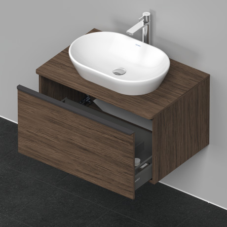 Тумба подвесная под раковину DURAVIT D-Neo DE494702121 800 мм х 550 мм, с консолью, с одним выдвижным ящиком, орех тёмный