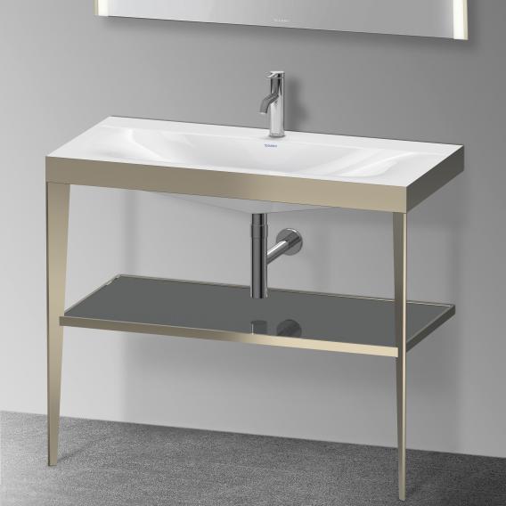 Напольная консоль DURAVIT XViu/C-bonded XV4716OB189 1000 мм х 850 мм, с умывальником Viu, 1 отверстие под смеситель, с полкой, матовое шампанское/фланелево-серый глянцевый лак