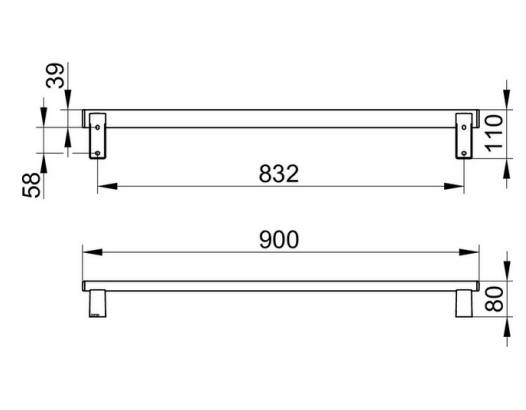 Поручень для горизонтального или вертикального монтажа KEUCO AXESS 35001 010900 900 мм, цвет Хром