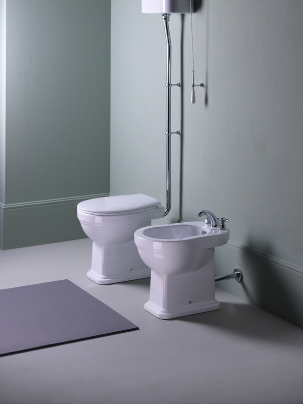 Унитаз приставной GSI CLASSIC 871111 540 мм х 370 мм, слив в стену, для крепежа FVB, белый глянцевый