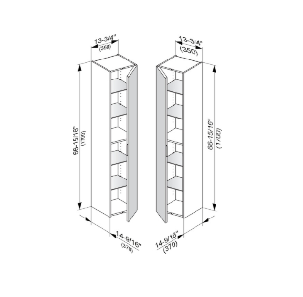 Шкаф - пенал высокий подвесной KEUCO EDITION 11 31330 280001 петли слева, 4 стеклянные полки, корпус матовый лак/фасад матовое стекло, кашемир