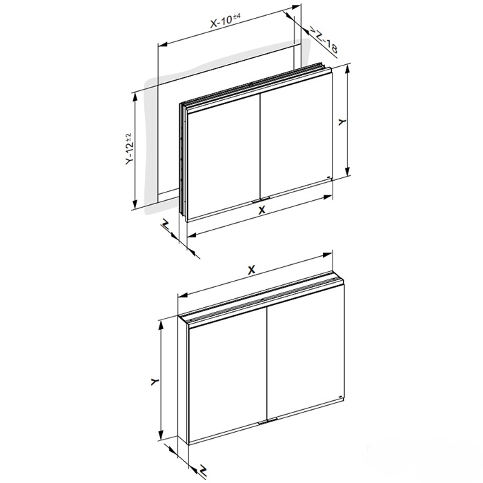 Зеркальный шкаф настенный с подстветкой KEUCO Royal Modular 2.0 800211080100200 800 мм х 700 мм х 160 мм, 2 створки, 2 розетки