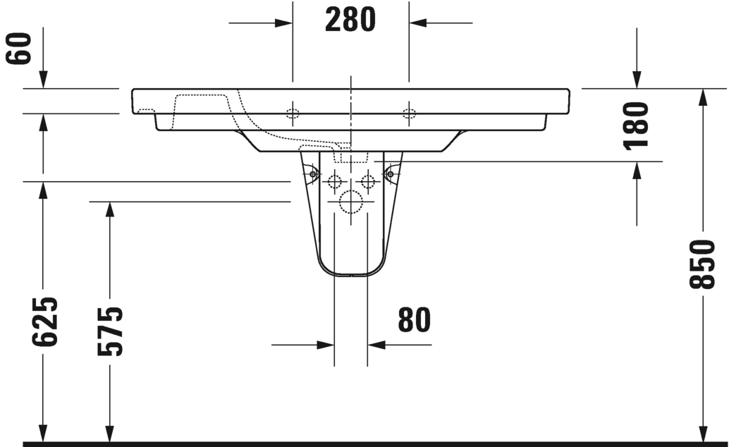 Раковина встраиваемая сверху Duravit D-Code 03421000002 с тремя отверстиями для смесителя, с переливом, белая