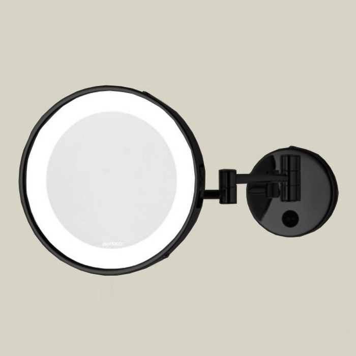 Зеркало косметическое с LED - подсветкой BERTOCCI SPECCHI VANITY 188 6126 0800 190 мм х 190 мм, чёрный матовый