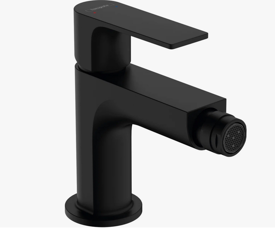Однорычажный смеситель для биде HANSGROHE REBRIS E 72213670 с металлическим донным клапаном, чёрный матовый
