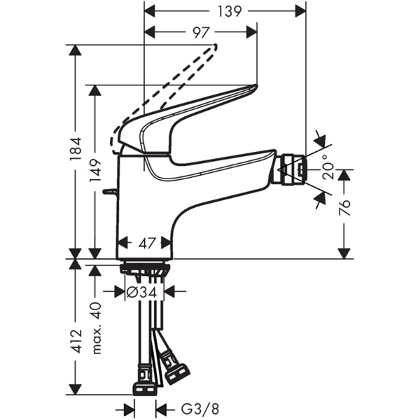 Смеситель для биде Hansgrohe Novus ComfortZone 70 71142000 хром