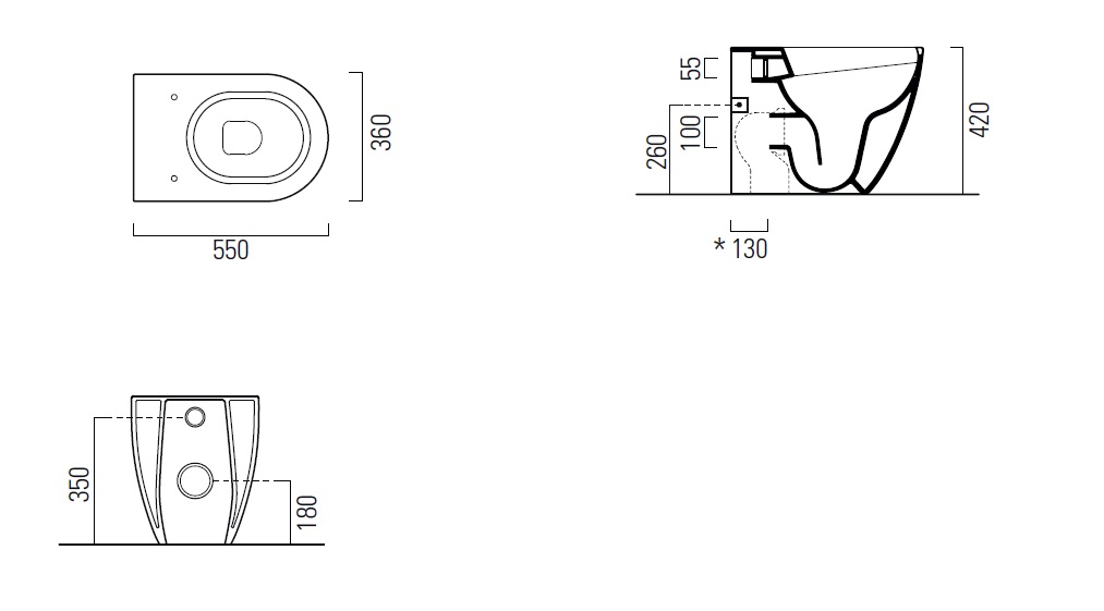 Унитаз приставной безободковый GSI AltaCeramica  AC203F35 550 мм х 360 мм, Swirlflush, с креплением, цвет под белый мрамор Marbled white (артикул без крепежа AC20335)