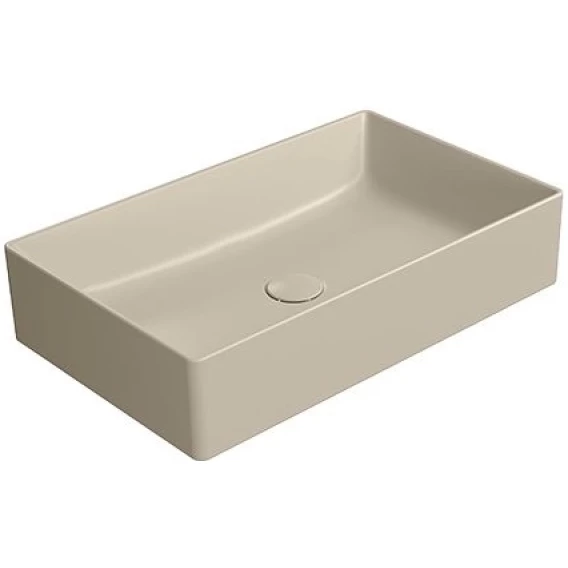 Раковина накладная прямоугольная GSI KUBE X 945308 600 мм х 370 мм, без отверстия под смеситель, без перелива, цвет Creta Matte