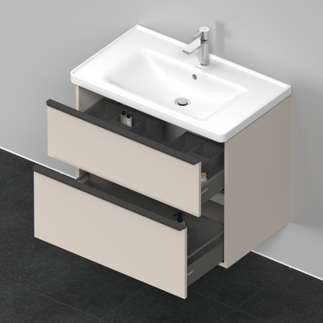 Тумба подвесная под раковину DURAVIT D-Neo DE435509191 784 мм х 452 мм, с выдвижным ящиком и выдвижным отделением, серо-коричневый матовый