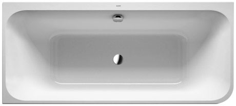 Акриловая ванна Duravit Happy D2 Plus 700449800000000 1800 х 800 c двумя наклонами для спины, с интегрированной акриловой панелью и ножками, угловая, белая/графит супер матовый