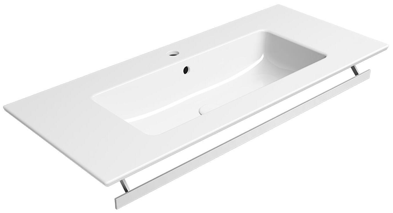 Раковина накладная/подвесная GSI PURA 8886111 1020 мм х 460 мм, с  отверстием под смеситель, с переливом, без крепежа, цвет Белый глянцевый