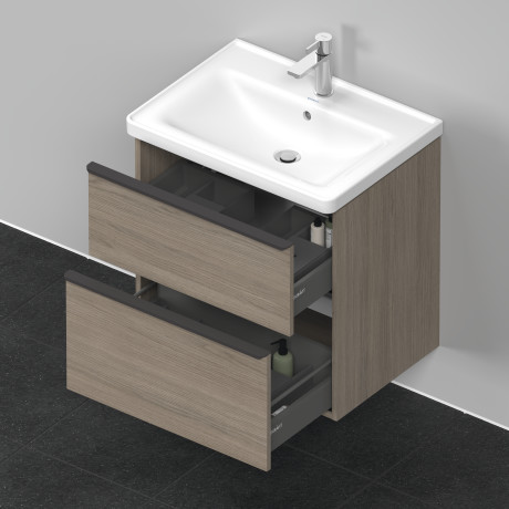 Тумба подвесная под раковину DURAVIT D-Neo DE435403535 634 мм х 452 мм, с выдвижным ящиком и выдвижным отделением, дуб терра