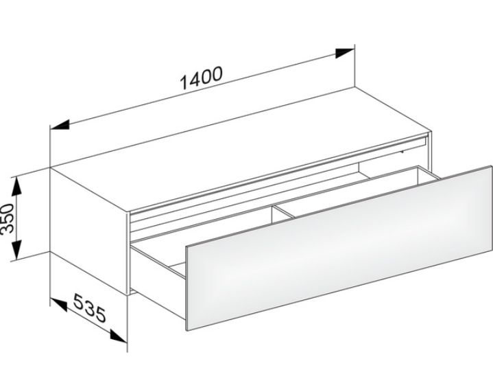 Тумба боковая подвесная KEUCO EDITION 11 31326 330000 с одним выдвижным фронтом, корпус/фасад шлифованный лак, чёрный