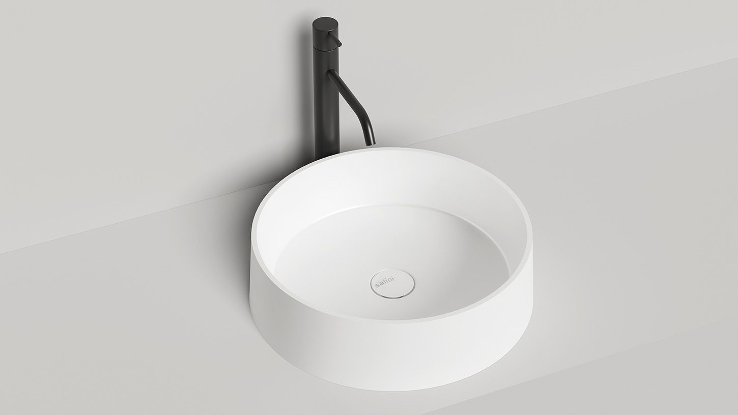 Раковина накладная круглая SALINI GLORIA 01 1102201M 440х440х125мм, S-Stone, без донного клапана, цвет Белый матовый