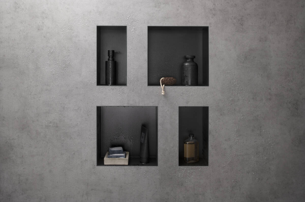 Настенный короб HANSGROHE XtraStoris Original 56064670 с интегрированной рамой 300 мм х 600 мм х 100 мм, матовый чёрный