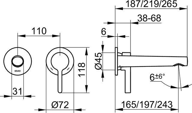 Однорычажный смеситель для раковины Keuco Edition 400 51516 030200 для встройки, шлифованная бронза