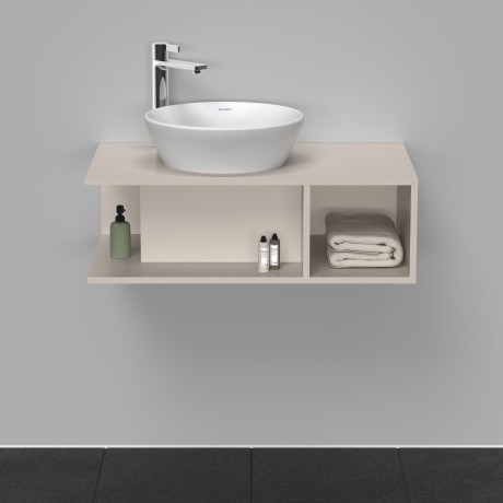 Тумба подвесная под раковину DURAVIT D-Neo DE491809191 800 мм х 480 мм, с консолью, с открытой полкой справа, серо-коричневый матовый
