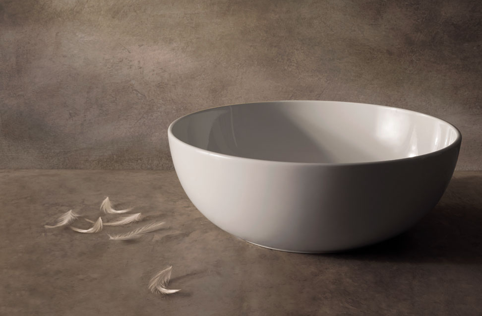 Раковина - чаша накладная круглая GLOBO T-EDGE B6T37BI Ø 370 мм, без отверстия под смеситель, без перелива, белая глянцевая