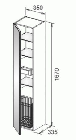 Высокий шкаф-пенал Keuco Royal Reflex  34031 570001 корпус матовый лак/фасад стекло черный