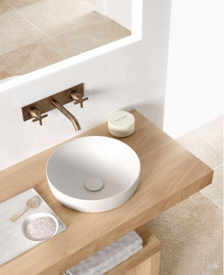 Раковина-чаша встраиваемая сверху GSI PURA 884609 диаметр 400 мм, без отверстия под смеситель, без перелива, цвет Белый матовый