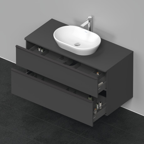 Тумба подвесная под раковину DURAVIT D-Neo DE496904949 1200 мм х 550 мм, с 2 выдвижными ящиками и консолью, графит матовый