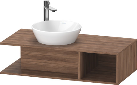 Тумба подвесная под раковину слева DURAVIT D-Neo DE491907979 1000 мм х 480 мм, с открытой боковой полкой справа и консолью, орех натуральный
