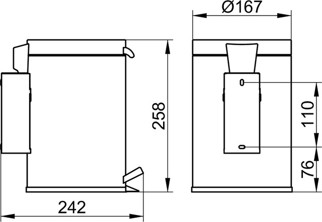 Ведро для мусора настенное с крышкой 3л KEUCO PLAN 14977 370000 Чёрный матовый