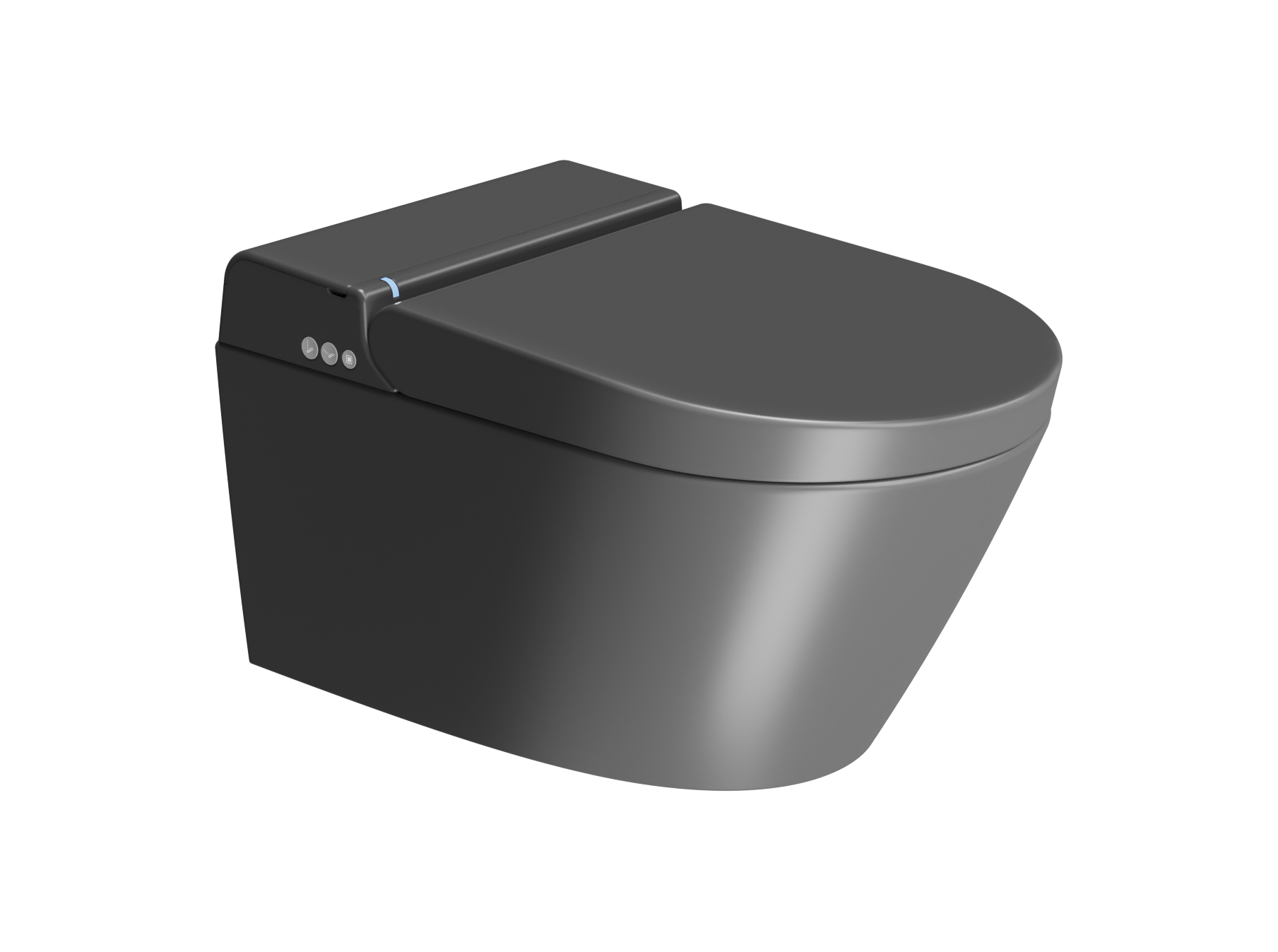 Подвесной умный безободковый унитаз GSI WC Clean 7418K26 590х375 мм, с модулем электронного биде и сиденьем Soft-Close, цвет чёрный матовый Ardesia