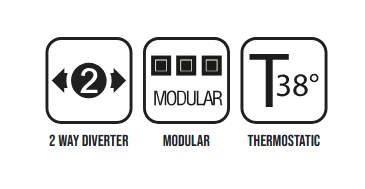 Встраиваемая внутренняя часть термостата ALMAR MODULAR PUSH E176910 на 2 потребителя, с модулем для ручного душа, цвет Чёрный