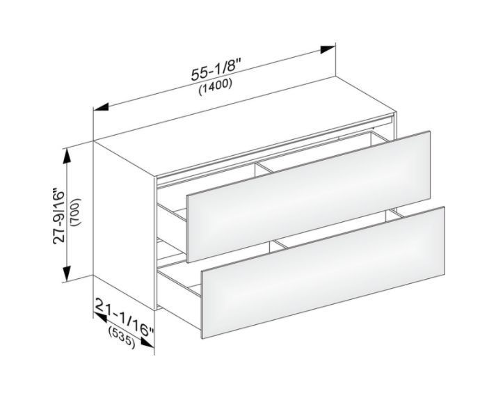 Тумба боковая подвесная KEUCO EDITION 11 31327 330000 с двумя выдвижными фронтами, корпус/фасад шлифованный лак, чёрный