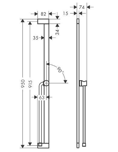 Душевая штанга HANSGROHE Unica S Puro 24405000 950 мм, с ползунком и шлангом 1600 мм, цвет Хром