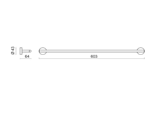 Полотенцедержатель из стали AISI304 BOSSINI Inox Line V50403.075 600 мм, цвет Матовая нержавеющая сталь
