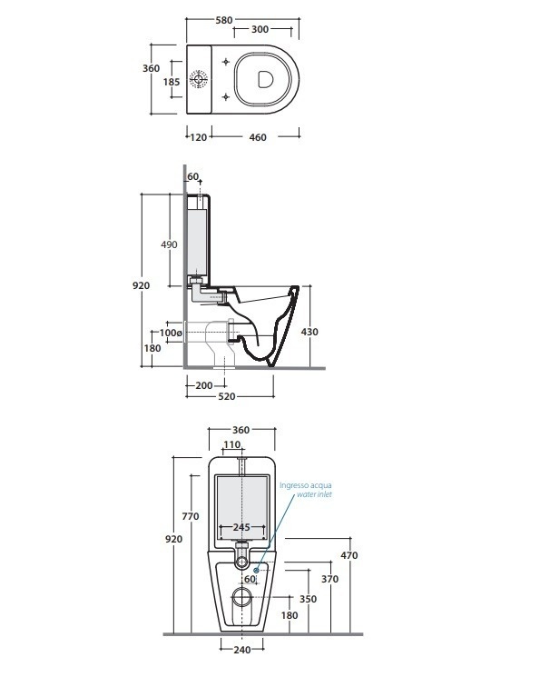 Напольный унитаз  GLOBO FORTY3 FO003BI 360 х 580 мм, (чаша), c выпуском Vario, для бачка FO008BI, белый глянцевый