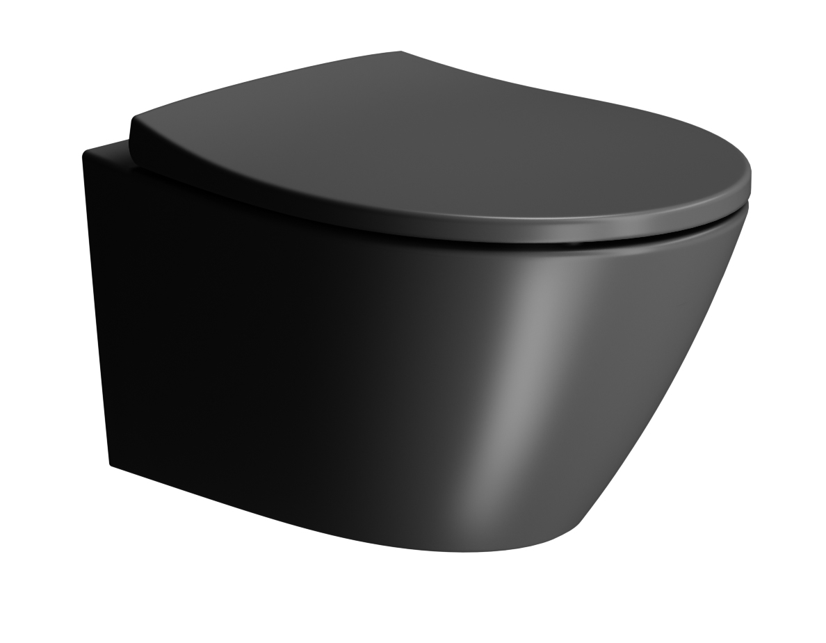 Унитаз подвесной безободковый GSI MODO 9816FR526 520 мм х 370 мм, с Swirlflush, с креплением, цвет Чёрный матовый Ardesia (старый артикул 981626 / 9816FR226)