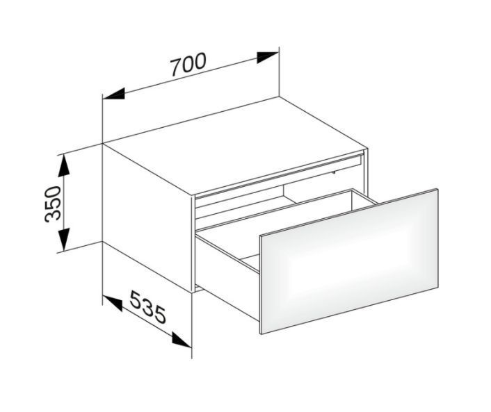 Тумба боковая подвесная KEUCO EDITION 11 31322 140000 с одним выдвижным фронтом, корпус матовый лак/фасад глянцевое стекло, трюфель