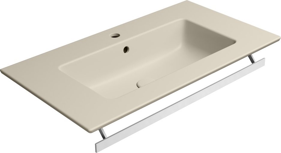 Раковина накладная/подвесная GSI PURA 8885108 820 мм х 460 мм, c отверстием под смеситель, с переливом, цвет Creta Matte