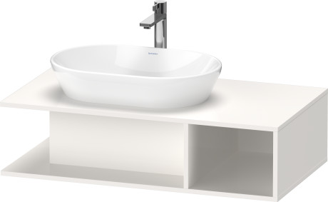 Тумба подвесная под раковину слева DURAVIT D-Neo DE492902222 1000 мм х 550 мм, с открытой боковой полкой справа и консолью, белый глянцевый